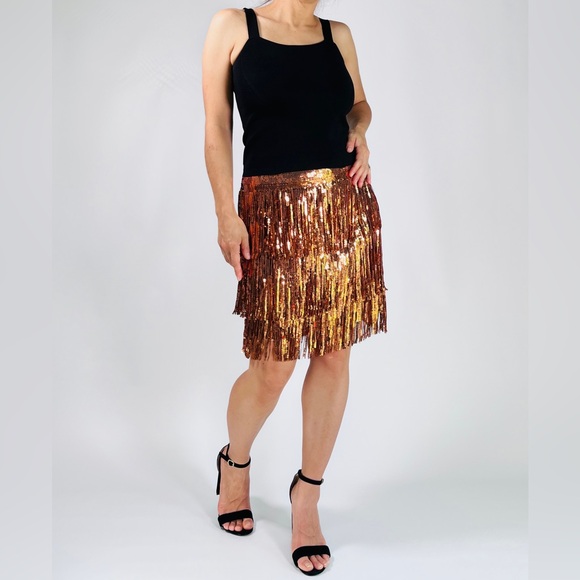 NEW! Maeve by Anthropology sequins mini skirt Copper Rose Size 4 - Picture 3 of 10